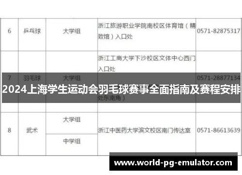 2024上海学生运动会羽毛球赛事全面指南及赛程安排